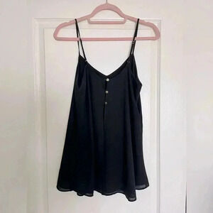 *FREE* Tristan Black Sleeveless Top | Open Back, Gold Button Detail, Fully Lined
